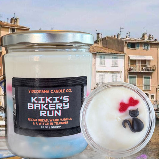 Kiki's Bakery Run Studio Ghibli candle with black cat design — anime candle gift for Ghibli fans