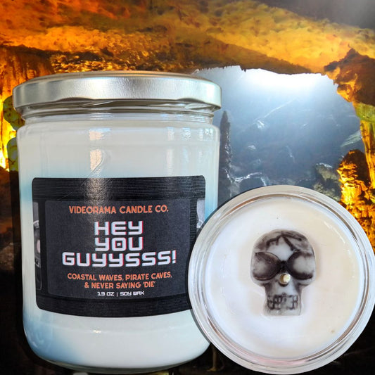 Hey You Guyysss The Goonies-inspired candle with skull design — Videorama Candle Co.